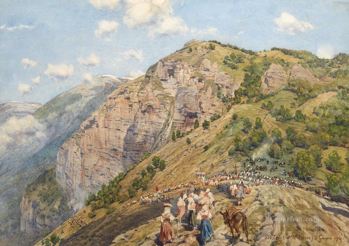 Pellegrinaggio Al Santuario Della Santissima Trinita Sul Monte Autore Enrico Coleman género Pintura al óleo